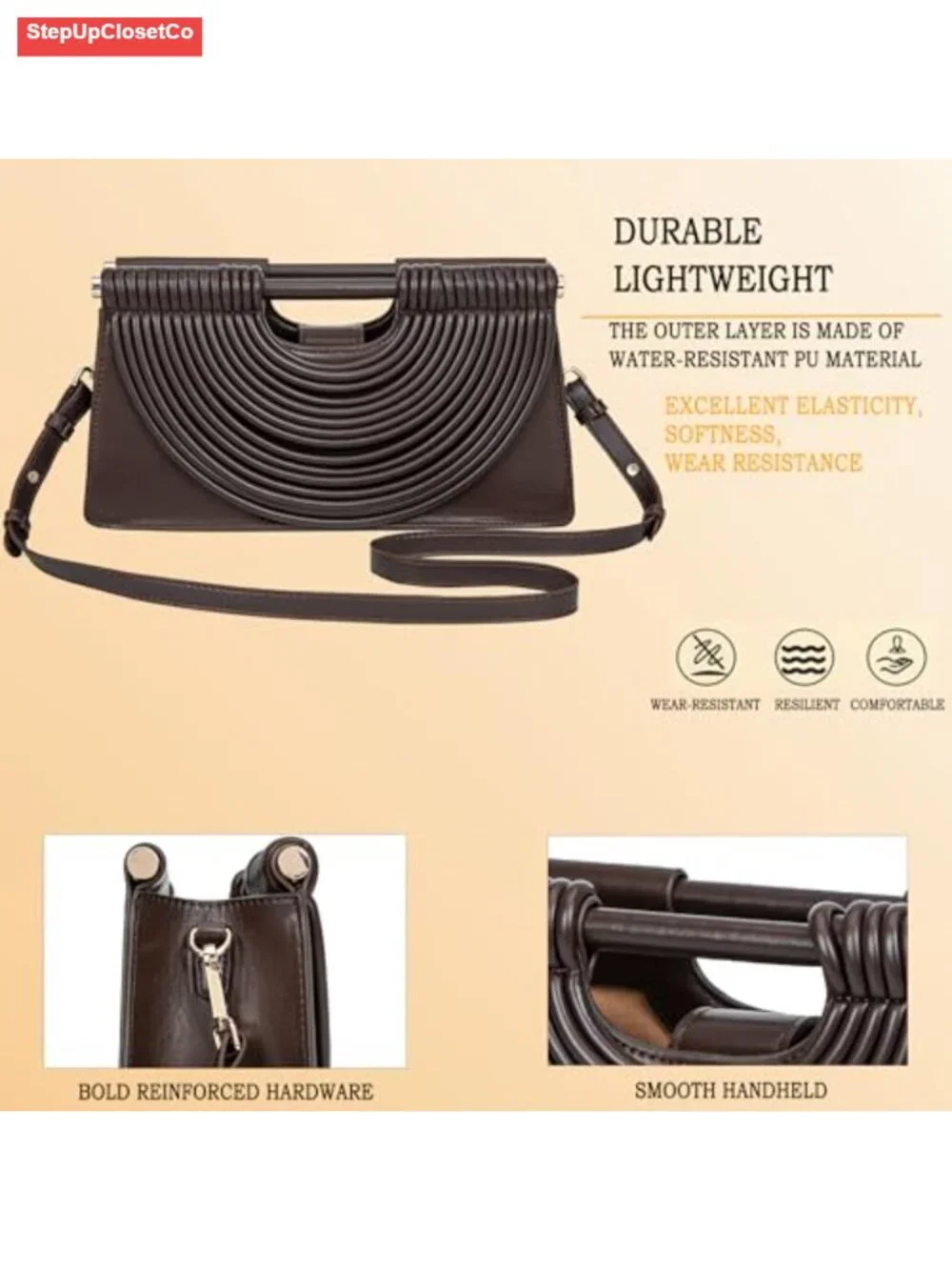 Designer Half Round Woven Evening Clutch Crossbody Satchel Bag